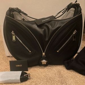 Authentic Versace Medusa Medium Hobo Zipper Purse